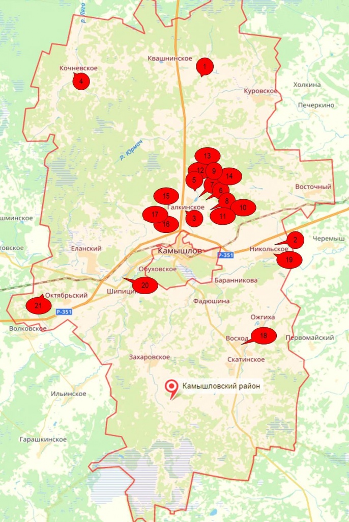 Карта камышловского района свердловской области